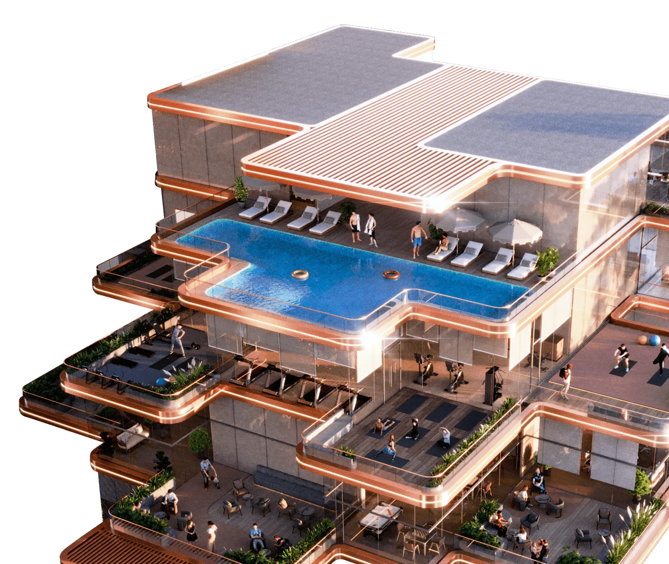 Ashtech Presidential Towers rooftop pool & gym